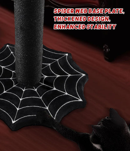 Gothic Cat Scratching Post with Spider Toys for Indoor Cats | Halloween Sisal Scratcher｜Goth Tree Tower｜Cobweb Base｜Spooky Furniture｜Interactive Dangling Toy｜Activity Kitty Play Center4