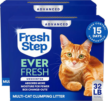 Fresh Step Advanced Ever Fresh Multi Cat Clumping Litter with Febreze Freshness, Ammonia Block Technology, Ultra Absorbent, 16 Lb. Box, Pack of 215