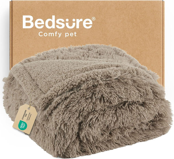 Bedsure Waterproof Dog Blanket for Small Dogs Cats Fluffy Faux Fur, 30X40 | Plush Fuzzy Reversible Pet Blankets for Couch and Dog Bed, Soft Calming Throw Cat Puppy Blanket Washable, Dog Gift, Brown1