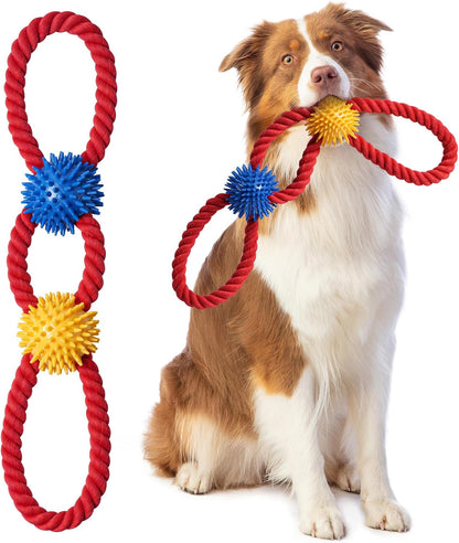 Aitmexcn Interactive Dog Rope Toys Tug of War, Tough Dog Toys for Large, Medium & Small Dogs, 100% Cotton Chew Toys for Boredom, Pull Ball Rope Teeth Cleaning8