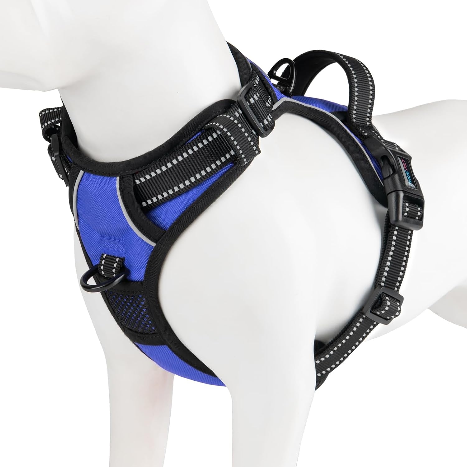 phoepet-no-pull-dog-harness-medium-reflective-front-clip-vest-with-handle-adjustable-2-metal-rings-2-bucklesm-grey