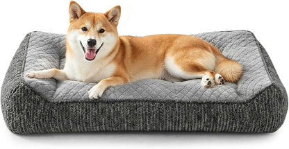 JOEJOY XL Orthopedic Dog Bed for Large Dogs, Extra Thick Foam Pet Bed Sofa | Bolster Sides, Large Sized Dog Couch Bed with Removable Washable Cover, Non-Slip Bottom, Grey (42"X30")24