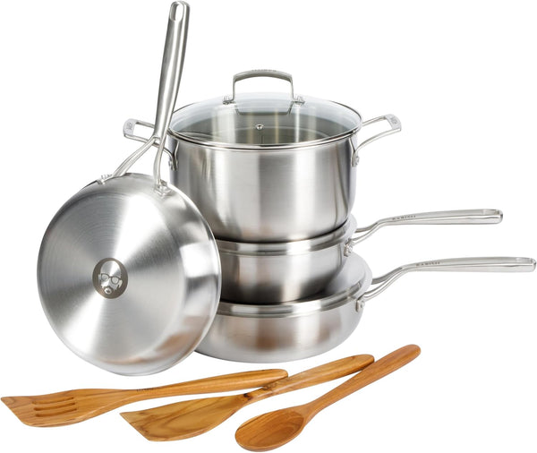 10-Piece Professional Tri-Ply Non-Toxic Pots and Pans Cookware Set – Durable, Even Heat Distribution for Cooking and Baking1