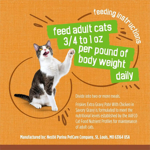 Purina Friskies Gravy Pate, Wet Cat Food Extra Gravy Pate with Chicken in Savory - (Pack of 24) 5.5 Oz. Cans9