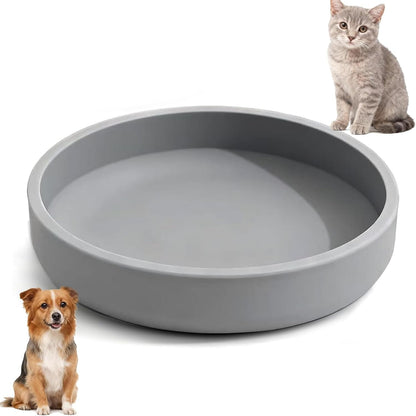Silicone Cat Bowl Shallow Non-Slip Cat Dishes Set of 2 Relief Whisker Fatigue Small Pet Dog Bowls for Dry & Wet Food (Round Grey)14