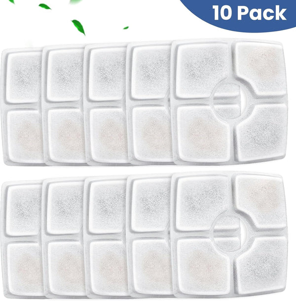 Cat Water Fountain Filter Replacement, 10 Pack Cat Fountain Filters Compatible with Square 84Oz/2.5L Automatic Pet Fountain Dog Water Dispenser, 3 Filtration System Replacement Pet Filters5