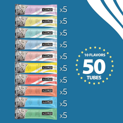 Fussie Cat, 0.5 Ounces Each, 50 Tubes, Ocean Fish Variety 10 Flavors4