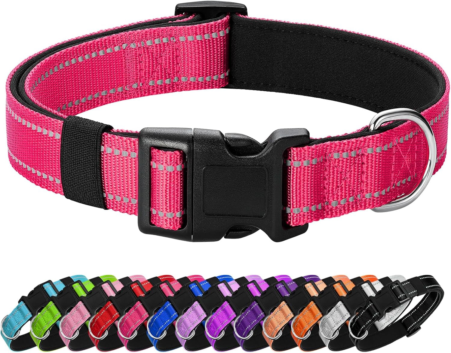 reflective-dog-collar-padded-with-soft-neoprene-breathable-quick-release-basic-dog-collars-for-medium-dogs-purple-girl