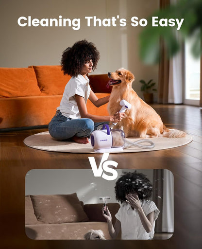 Oneisall Dog Hair Vacuum Shedding Grooming Brush Kits for Pet Thick Coats | 15000Pa,3 Suction Low Noise,1.5L Dust Cup,5 in 1 Kits(Grooming/Deshedding/Cleaning Brush,Remover Roller,Crevice Tool), LM58