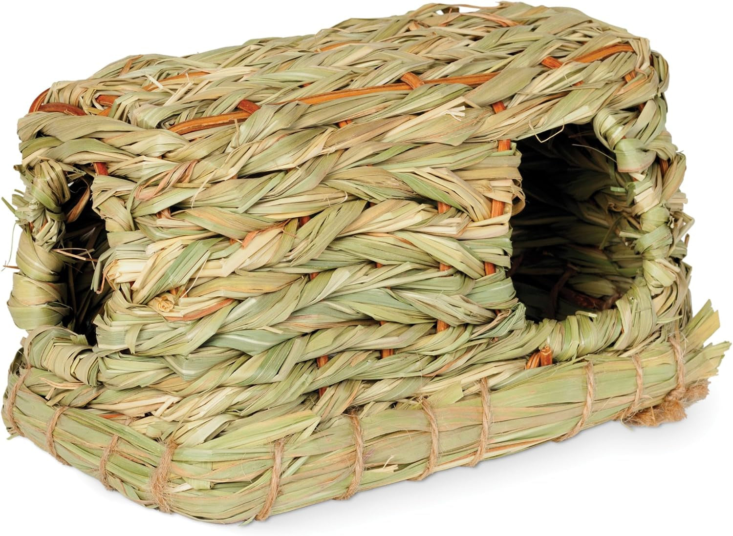 prevue-pet-products-natures-hideaway-grass-hut-small-animal-toy-for-guinea-pigs-rabbits-chinchilla-hamsters-gerbils-mice-woven-hay-grass-natural-hide-explore-toy-medium