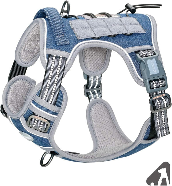 Auroth Tactical Dog Harness for Large Dogs No Pull Adjustable Pet Harness Reflective K9 Working Training Easy Control Pet Vest Military Service Dog Harnesses Army Yellow L22