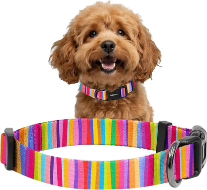 Kazazoo Dog Collar Cute and Soft Nylon Puppy Collar Girl Dogs, Adjustable Purple Dog Collars for Medium Dogs, Purple Flowers-M24