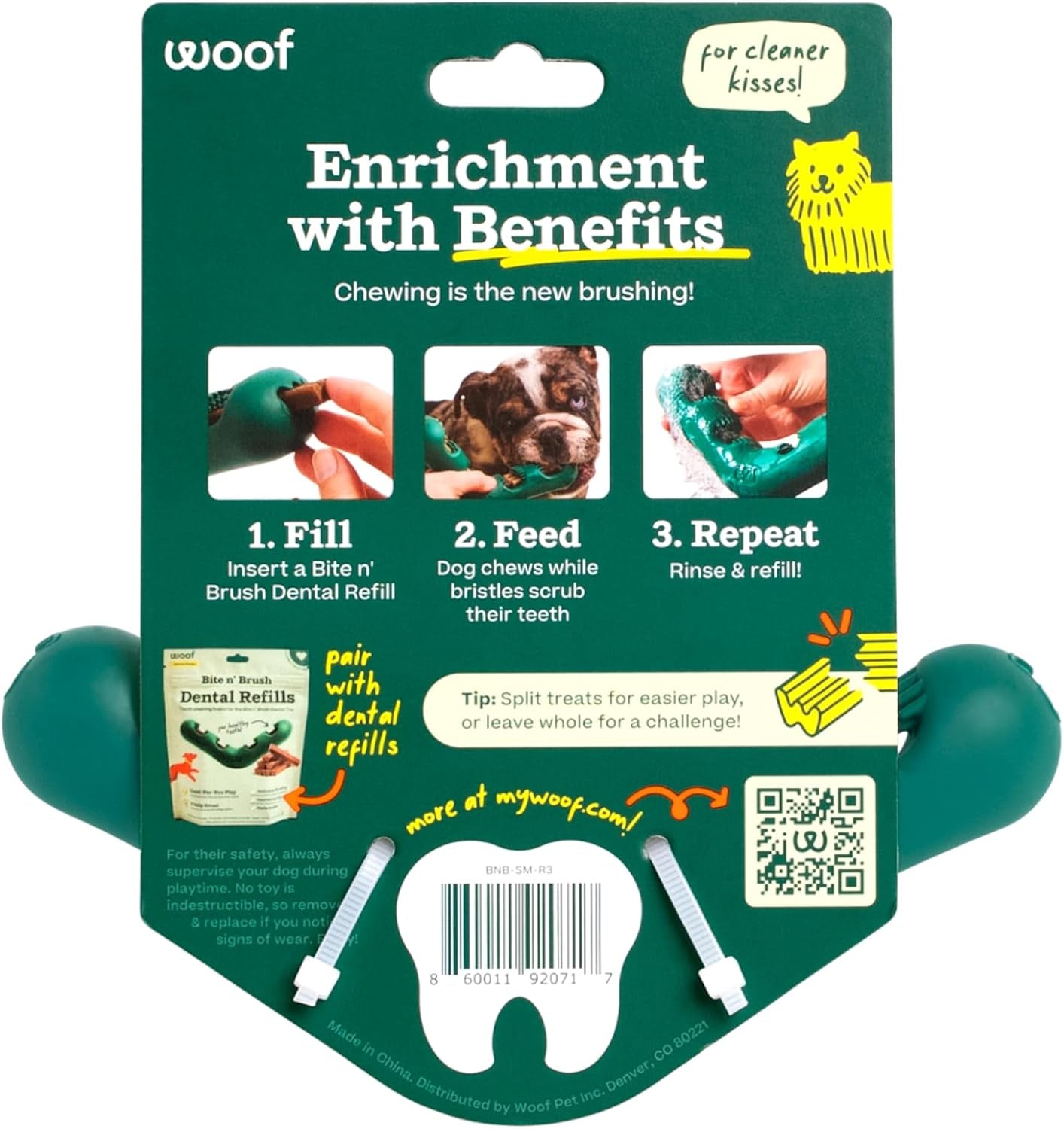 woof-bite-n-brush-dog-dental-chew-toy-for-small-dogs-10-25-lbs-dog-toothbrush-toy-v-shaped-design-reusable-easy-to-clean-dental-dog-toy