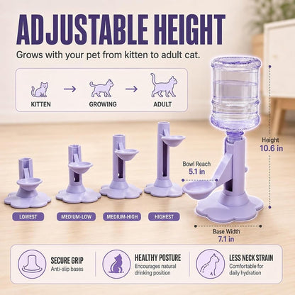 Gravity Cat Water Dispenser Stand - Spill-Proof, Gravity Self Refilling Cat & Dog Water Bowl, Anti-Tip Cat Water Bowl with Suction Base Keeps Water Clean and Fresh for Messy Pets，Blue4