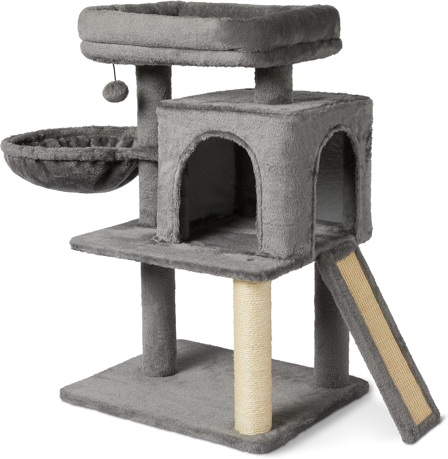 amazon-basics-indoor-cat-kittens-multi-level-climbing-activity-tower-with-scratching-posts-2-condos-fsc-certified-m-3076-2cm-h-grey