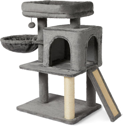 Amazon Basics Indoor Cat & Kittens Multi-Level Climbing Activity Tower with Scratching Posts, 2 Condos, FSC Certified, M - 30"(76.2Cm) H, Grey1