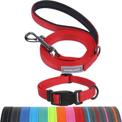 VIVAGLORY Dog Leash Puppy Leash for Collar, 3Ft X 1In, Black | with Soft Padded Handle for Training & Walking, Heavy Duty & Double Layer Nylon Pet Puppy26