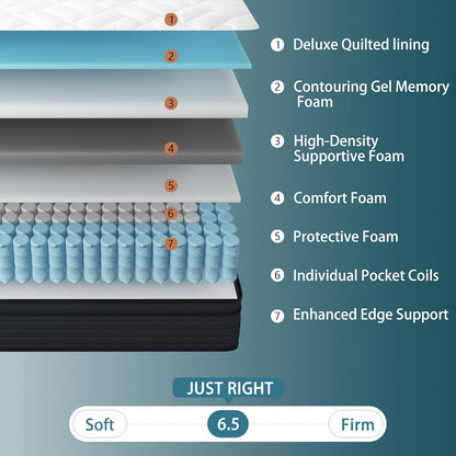 Extra Firm Queen Mattress 12 Inch, Hybrid Mattress Pain Relief | Deep Sleep Cooling Bed in Box, for Back & Side Sleepers, 365-Night Trial & Forever Warranty, Certipur-Us Certified3