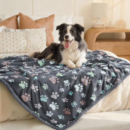 Luciphia Waterproof Pet Blankets for Couch Sofa Bed Cover Cat Liquid Pee Proof Washable Soft Fluffy Large Dog Blanket Reversible Furniture Protection Puppy Grey Paw Thicken Small（40" X 28"） | Soft Print Pet Blanket Washable Pee Proof, Furniture Protector for Couch Sofa Bed Car, Cozy Throw (40" X 28", Grey Paw)6