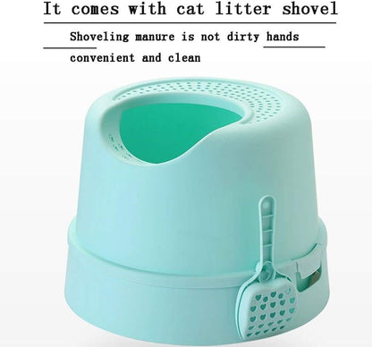 Dog Potty Training Toilet ﻿ Top Entry Cat Litter Bowl Anti-Splashing Toilet Semi-Closed Tray Fully Enclosed(White)6