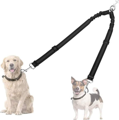 AUTOWT Double Dog Leash, No Tangle 360°Swivel Rotation Reflective Lead Attachment Adjustable Length Dual Two Dogs Lead Splitter, Comfortable Shock Absorbing Walking Training for 2 Dogs15