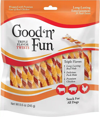 Good 'N' Fun Twists Long-Lasting Dog Treat, with Real Proteins, Beef Hide and Premium Chicken, Supports Dental Health, Mental Stimulation, 70 Count11