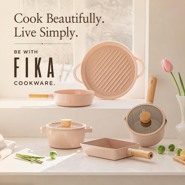 FIKA Small 7-Inch Deep Ceramic Coated Wok Pan, Nonstick Stir Fry & Soup Pan with Natural Wooden Handle, Induction Compatible for All Stovetops, Made in Korea, Made in Korea (18Cm)8