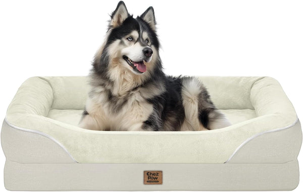 Chez Paw Waterproof Orthopedic XL Dog Bed for Large and Extra Large Dogs | Egg Crate Foam, 4-Sided Bolster Support, Waterproof Liner, Non-Slip Bottom, Machine Washable Cover, 42 X 30 Inch25