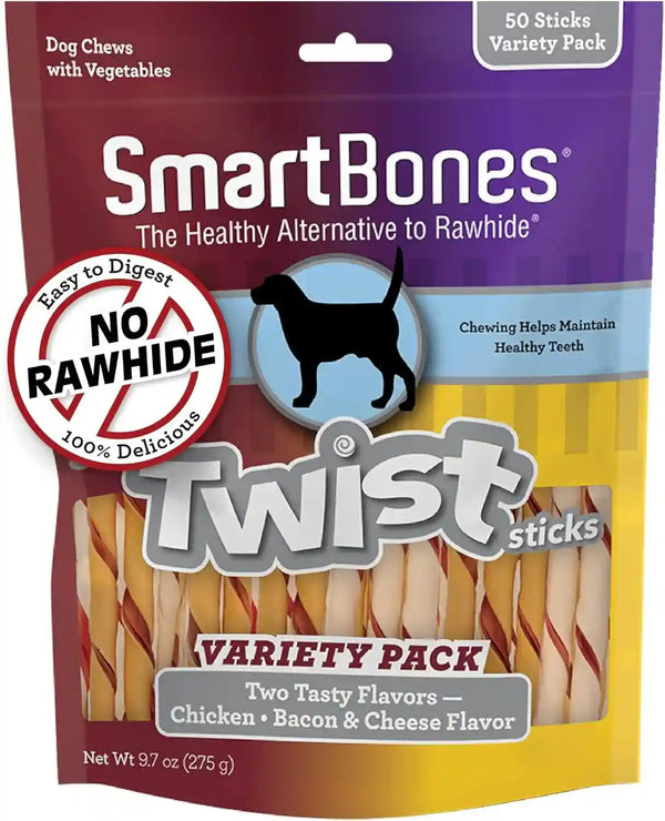 Smartbones Smart Twist Sticks, Rawhide Free Dog Chew Sticks, Made with Real Chicken, 50 Sticks , 9.7 Ounce (Pack of 1)19
