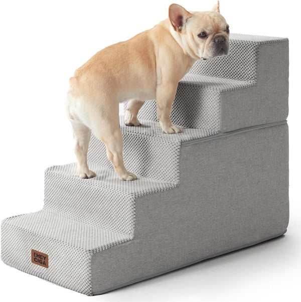 EHEYCIGA Dog Stairs for Bed 18" H, Dog 4-Steps for High Bed, Olive Green | Pet Steps for Small Dogs and Cats, Non-Slip Balanced Pet Ramp Indoor10