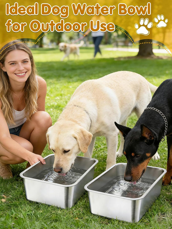 2 Pcs 4 Gallons Extra Large Dog Water Bowl - Durable Reusable Stainless Steel Dog Bowl, High Capacity Water and Food Bowls for Household with Multiple Large Dogs Indoor Outdoor7
