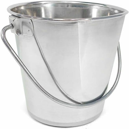 3 Gallon Stainless Steel Bucket - Heavy Duty Flat Side Metal Bucket for Feeding & Watering Pets, Livestock & Cleaning - Perfect for Crates, Kennels, Cages & Hang on Fences - 13 Quart7