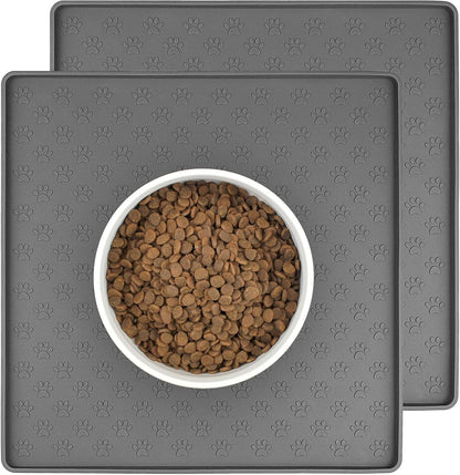 Ptlom Pet Placemat for Dog and Cat, Mat for Prevent Food and Water Overflow, Suitable for Small, Medium and Big Pet, 18" 12", Grey, Silicone30