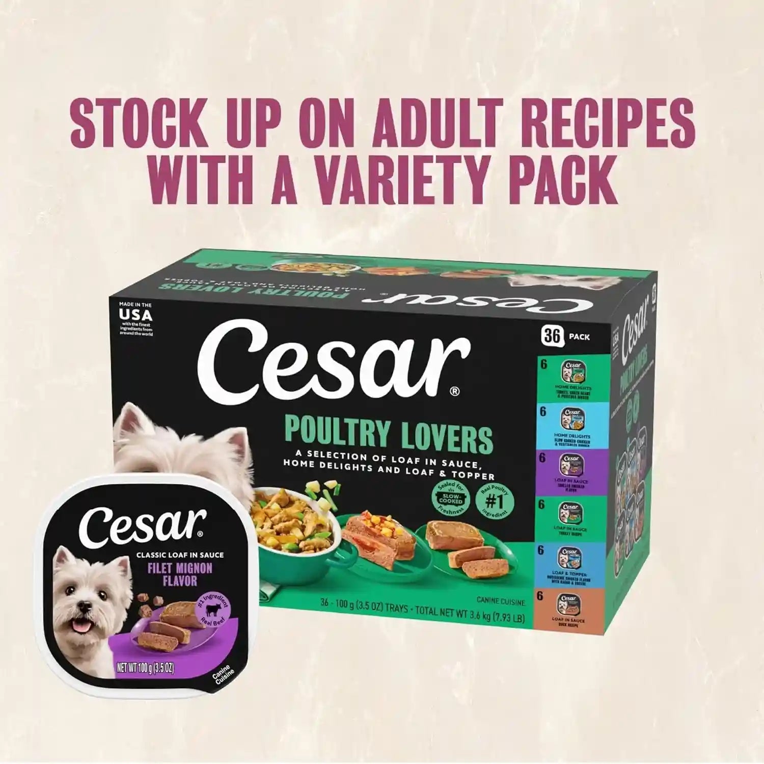 cesar-wet-dog-food-steak-lovers-variety-pack-3-5-oz-36-count-real-meat-1-ingredient-easy-peel-trays-100-complete-balanced-no-fillers-no-added-sugar-no-artificial-flavors