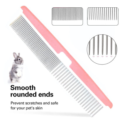 Small Animal Pet Grooming Kit with Pet Shedding Slicker Brush, Bath Massage Glove, Pet Grooming Comb, Nail Clipper Trimmer for Rabbit, Puppy, Kitten, Guinea Pig, Hamster, Ferret (Pink)5