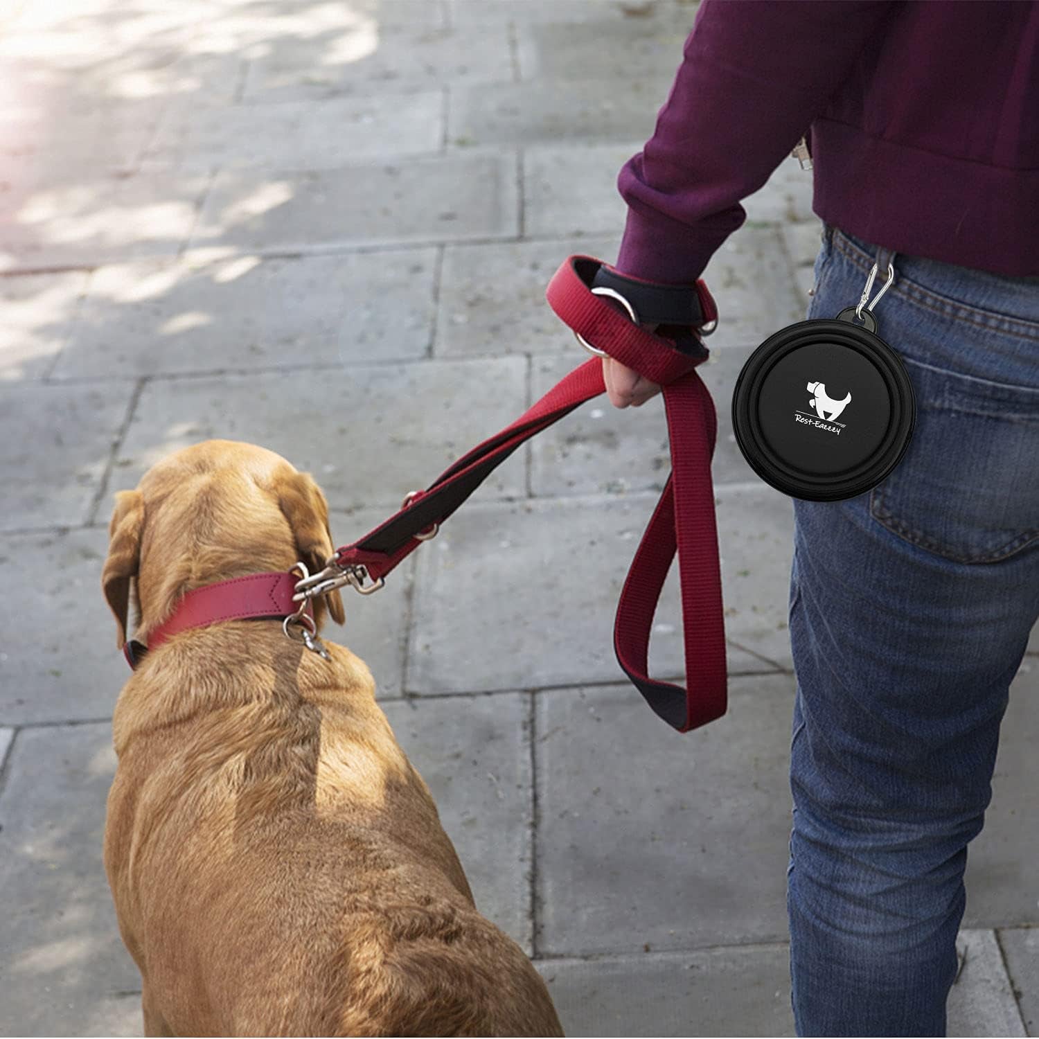 collapsible-dog-bowls-for-travel-2-pack-dog-portable-water-bowl-for-dogs-cats-pet-foldable-feeding-watering-dish-for-traveling-camping-with-carabiners-bpa-free-grey-black-small-pack-of-2