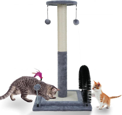 ROYPET Multifunctional Cat Scratching Posts for Indoor Kittens,Cat Scratching Posts for Play and Activity,Scratching Posts with Feather Toys and Plush Perch Bed,Grey8