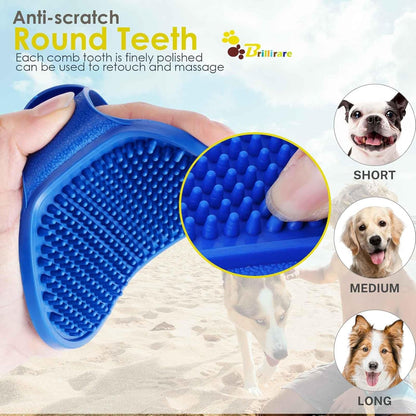 2 Pack Dog Grooming Brush, Premium Soft Silicone Pet Bath Brushes with Adjustable Handle, Shampoo Soothing Comb for Wet Dry Long Short Haired Dogs & Cats Massaging, Deshedding4
