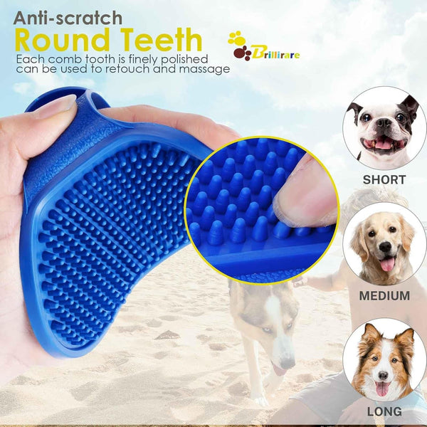 2 Pack Dog Grooming Brush, Premium Soft Silicone Pet Bath Brushes with Adjustable Handle, Shampoo Soothing Comb for Wet Dry Long Short Haired Dogs & Cats Massaging, Deshedding4