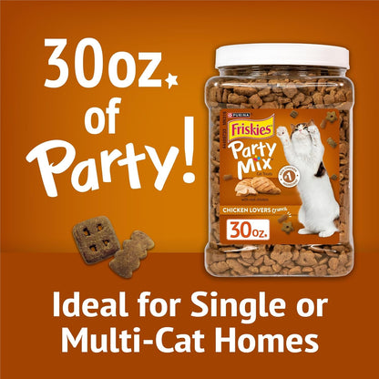 Purina Friskies Party Mix Chicken Lovers Crunch with Real Chicken Cat Treats - 30 Oz Canister3