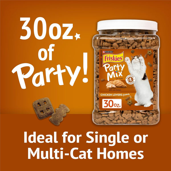 Purina Friskies Party Mix Chicken Lovers Crunch with Real Chicken Cat Treats - 30 Oz Canister3