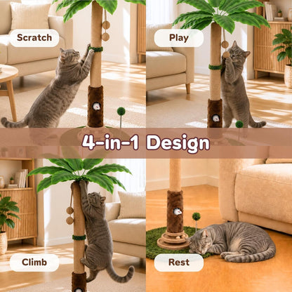AIXINPET Cat Scratching Post - Upgraded 40'' Tall Cat Scratcher Tree Tower Scratching Posts for Indoor Cats, with Cat Toy Mouse Hole, Spring Ball and Interactive Wooden Ball - for Kittens Adults Cats3