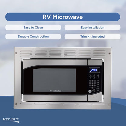 0.9 Cu. Ft. RV Microwave Stainless Steel | 900W, 10 Power Levels, 6 Express Cook Presets, Instant Start, Child Safety Lock, Removable Glass Turntable4
