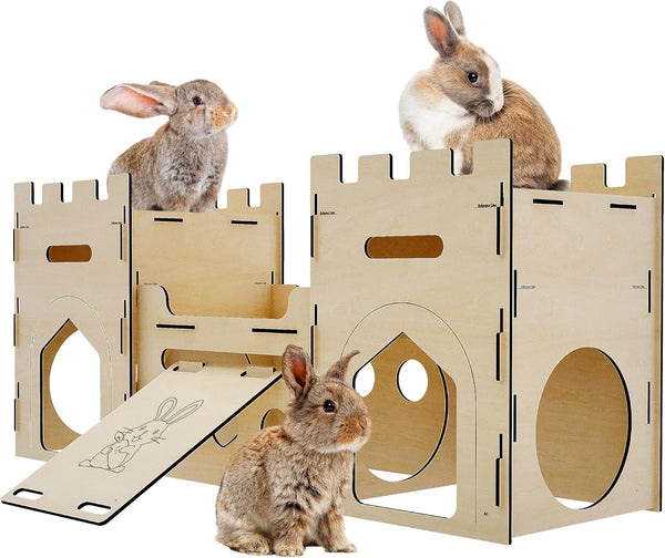 HIIMALEX Extra Large Wooden Bunny Castle House Multistory Climbing Tower Hideout Ventilated Sturdy Habitat for Rabbit Guinea Pig Chinchilla Ferret1