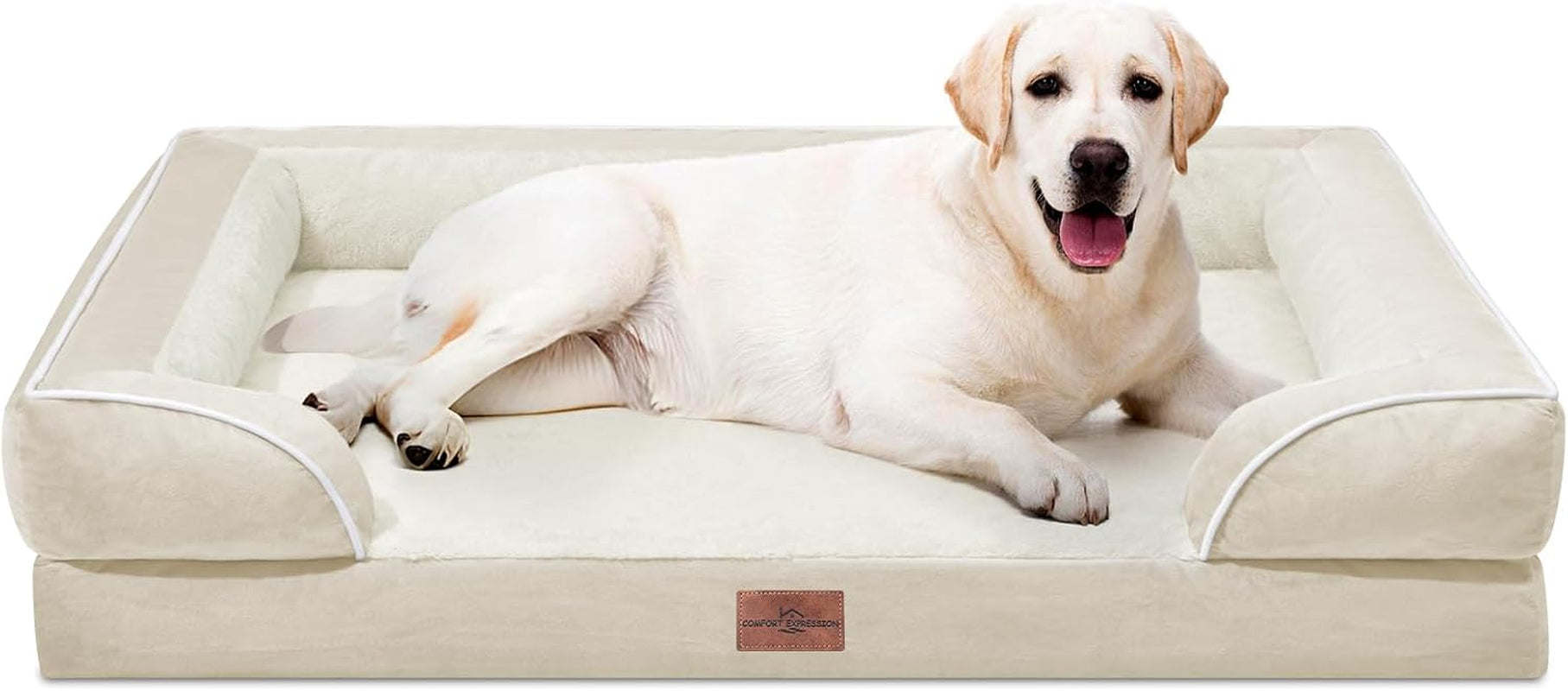 comfort-expression-orthopedic-dog-bed-for-extra-large-dogs-with-bolster-waterproof-dog-couch-bed-with-washable-cover-non-slip-bottom-supportive-egg-crate-foam-xl-pet-bed-42x30-inch