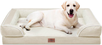 Comfort Expression Orthopedic Dog Bed for Extra Large Dogs with Bolster | Waterproof Dog Couch Bed with Washable Cover & Non-Slip Bottom, Supportive Egg Crate Foam XL Pet Bed, 42X30 Inch160