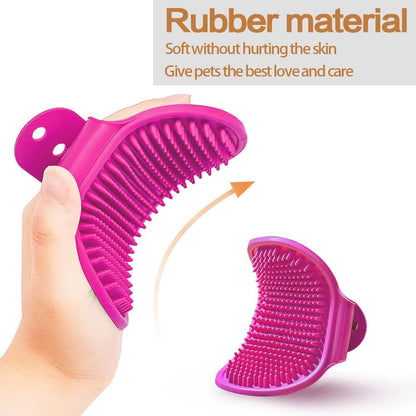 Dog Bath Brush Pet Bath Comb Brush Soothing Massage Rubber Comb 2Pcs with Adjustable Ring Handle for Long Short Haired Dogs and Cats (Blue+Rose)4