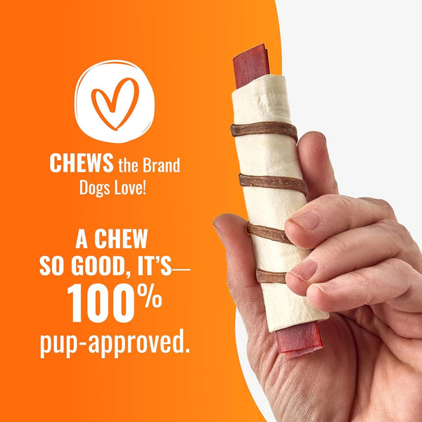 GOOD 'N' FUN Triple Flavor Wraps with Beef Tendon Chews, High-Protein Dog Treat for All Adult Dogs, Made with Real Beef Hide, Chicken & Beef Tendon, 8 Count4