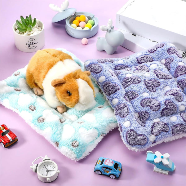 Jetec 3 Pcs Bunny Guinea Pig Beds Soft Bunny Mats Warm Guinea Pig Mat Small Animal Bed Pads Fleece Sleeping Pads for Indoor Rabbit Hamster Squirrel Hedgehog Chinchilla(Fleece,Heart,Purple)5