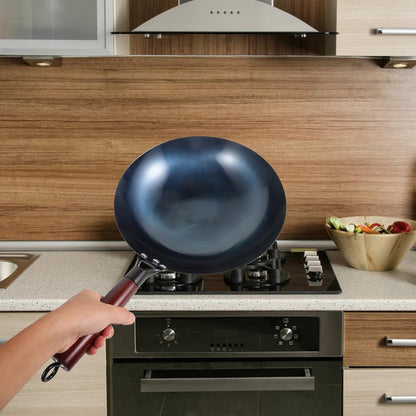 round Bottom Iron Wok, 12 Inch Non-Coated Stir Fry Pan with Handle, Large Wok Stir Fry Pan Suitable for Gas Stove, Even Heat Cooking and Easy Cleaning Cookware9